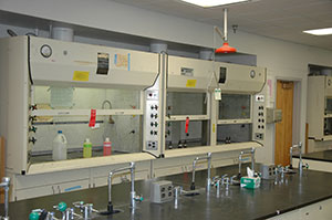 Chemistry Lab Hoods With Red Tags