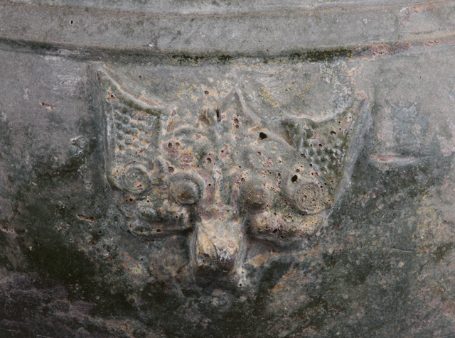 Detail of green glaze jar