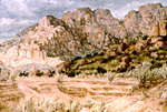 Domingo Baca Canyon below Sandia Crest oil by Jeff Potter AVAILABLE